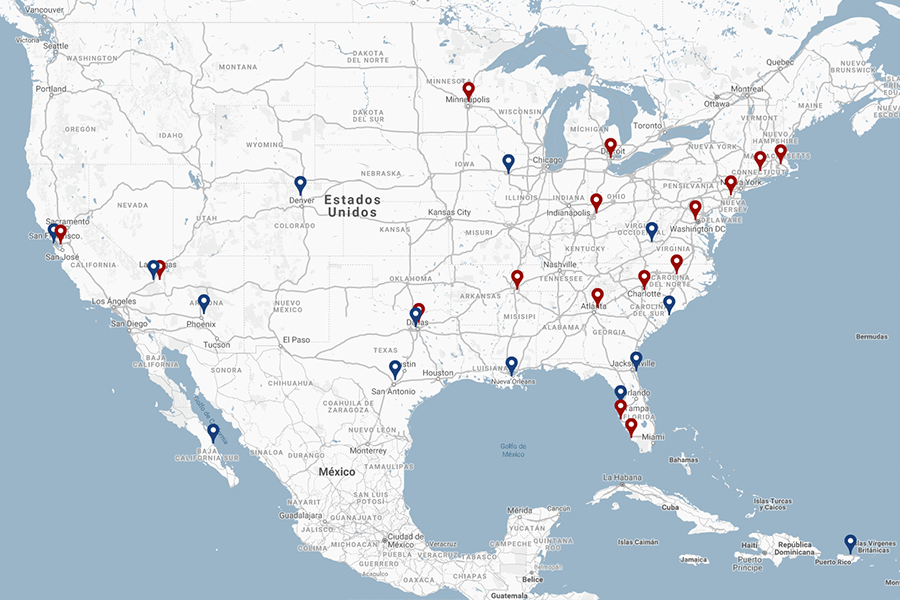 TPC Network Map - campos de golf TPC